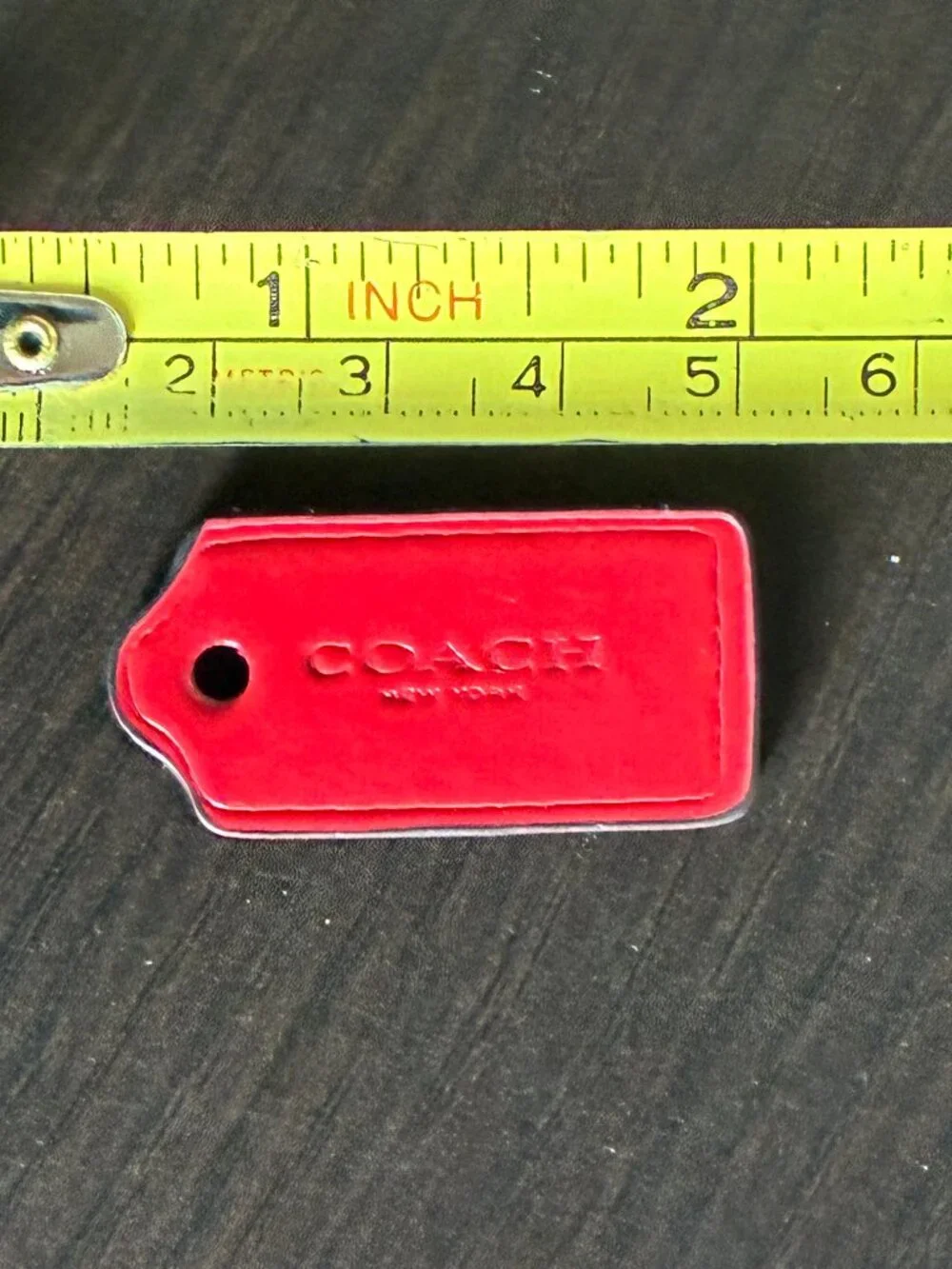 EUC small Coach New York red patent leather bag tag or hangtag